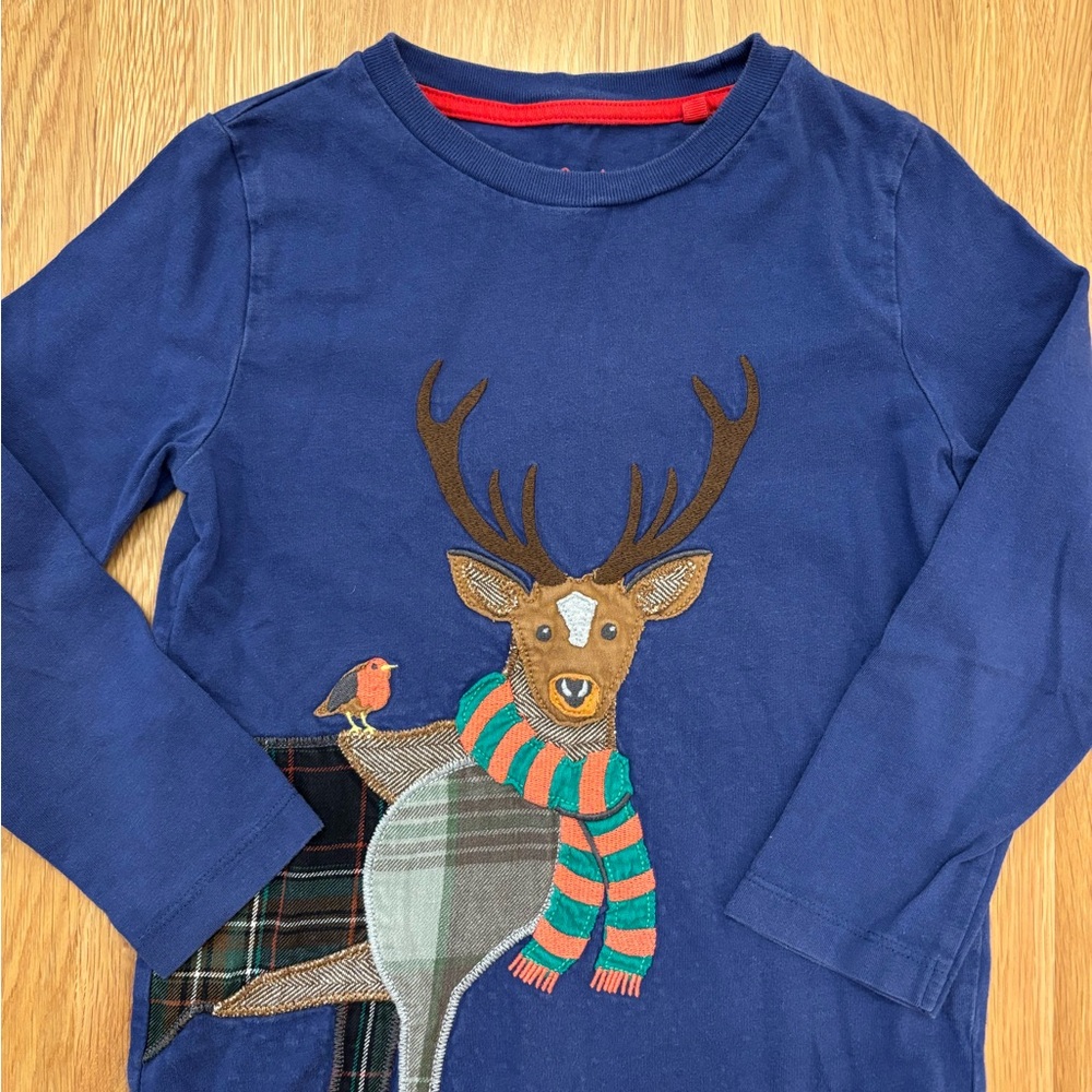Mini Boden Navy Deer Long Sleeve Tee